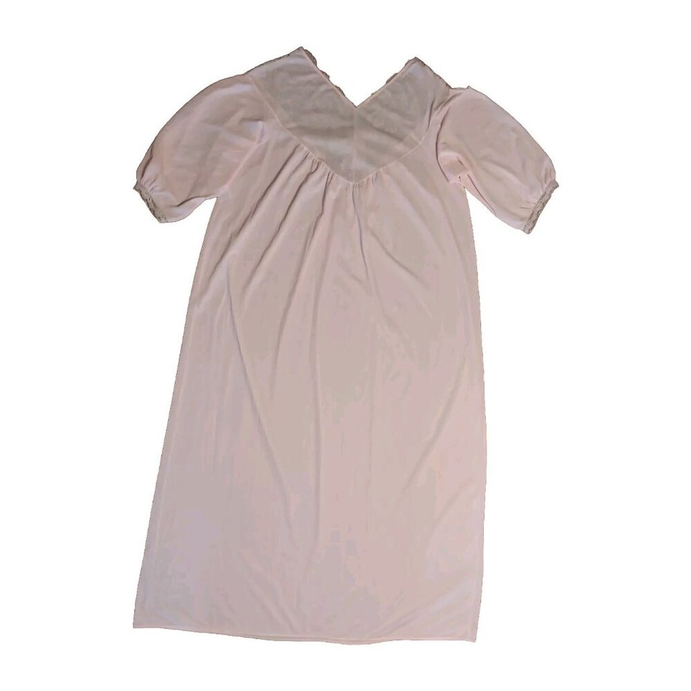 Vtg Sears Womens M 42-44 Pink Sheer Long Nightgown Nylon Lace Front 3/4 Sleeve - Picture 5 of 7